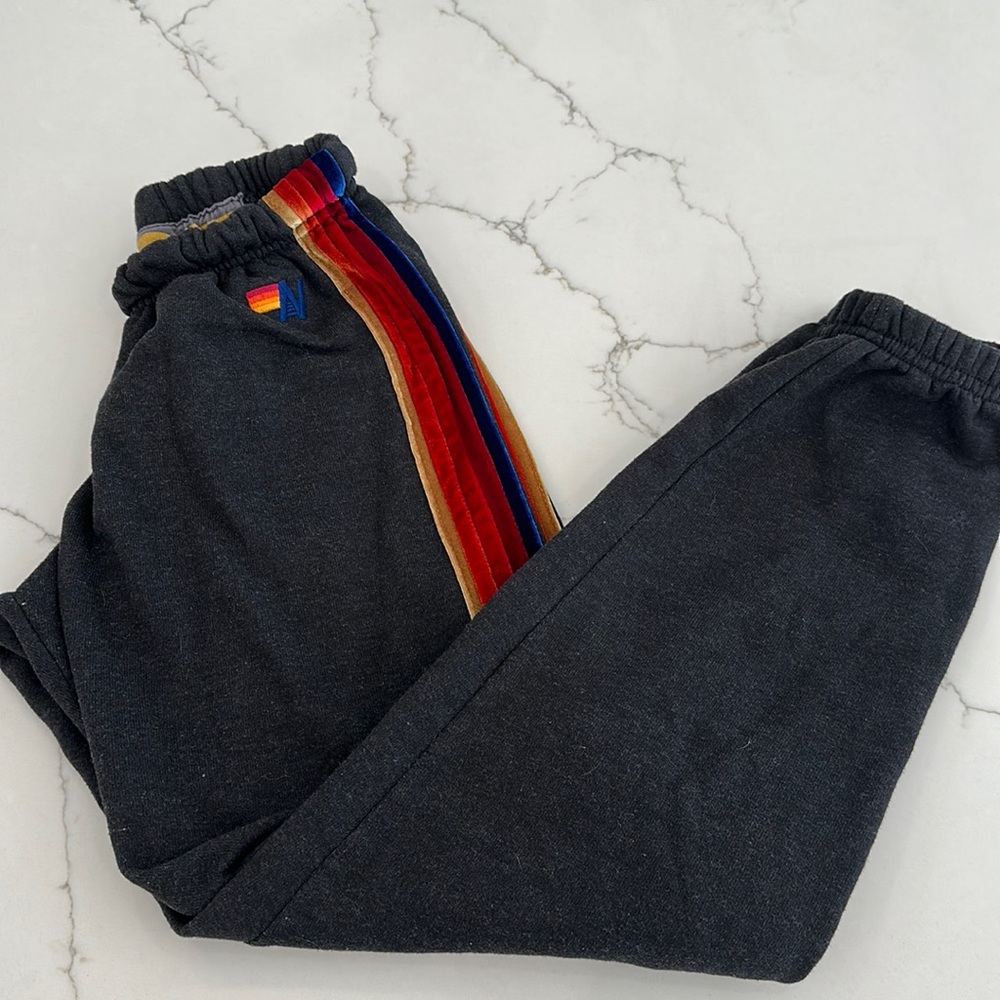 Aviator nation, women’s sweatpants - black/velvet stripes xs